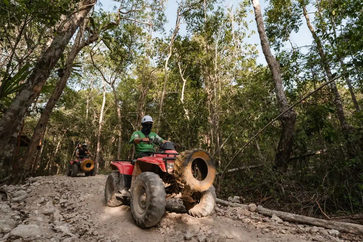 ATV on a dirt trail on the Ruta de los Cenotes